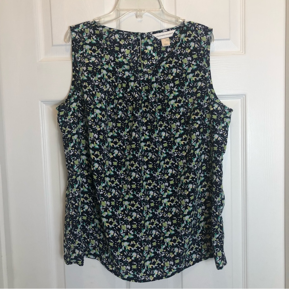 Christopher & Banks Floral Sleeveless Pullover Blouse Size L